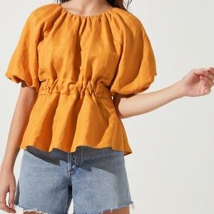 🆕 ASTR The Label Vendetti Cutout Puff Sleeve Top in Mustard